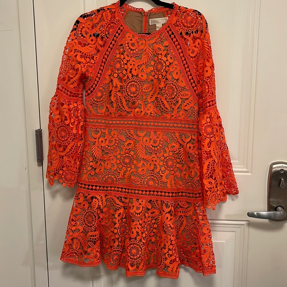 Michael Kors eyelet dress orange